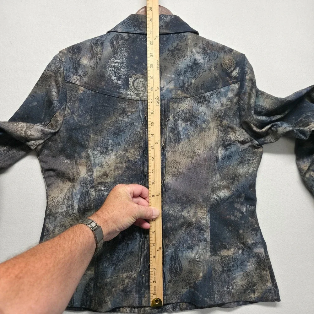 Coldwater Creek Women's Metallic Paisley Pintuck Jacket Size 12